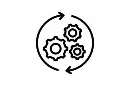 Prozessoptimierung Icon - Zahlenräder in einem Kreis aus Pfeilen