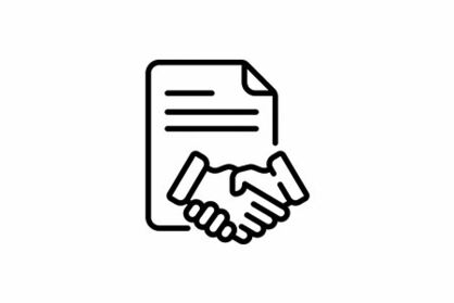 Transaktionsberatung Icon - Handshake and paper